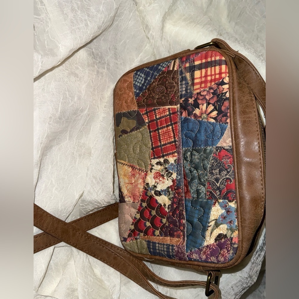 Brown Leather Crossbody Bag with Transparent Panel - Picture 5 of 5